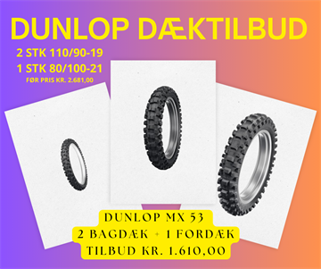 Dunlop MX 53 Dæktilbud - 2 stk. 110/90-19 og 1 stk. 80/100-21